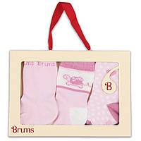 Набор детских носков в подарочной упаковке с принтами 0-2 BRUMS Италия 133bclj001 Розовый 0м