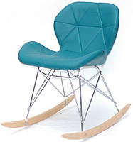 Кресло качалка Invar Rack Eames RAR кожзам зеленый 02 (Морская волна), Charles Eames Rocker Shell, код: 9913