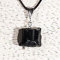 Кулон с самородком шерла черным турмалином, серебро, 18*21 мм., 1308КЛШ