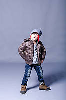 Стильная детская куртка для мальчика BRUMS Италия 133BFAA010 Коричневый ӏ Верхняя одежда для мальчиков 98.Топ!