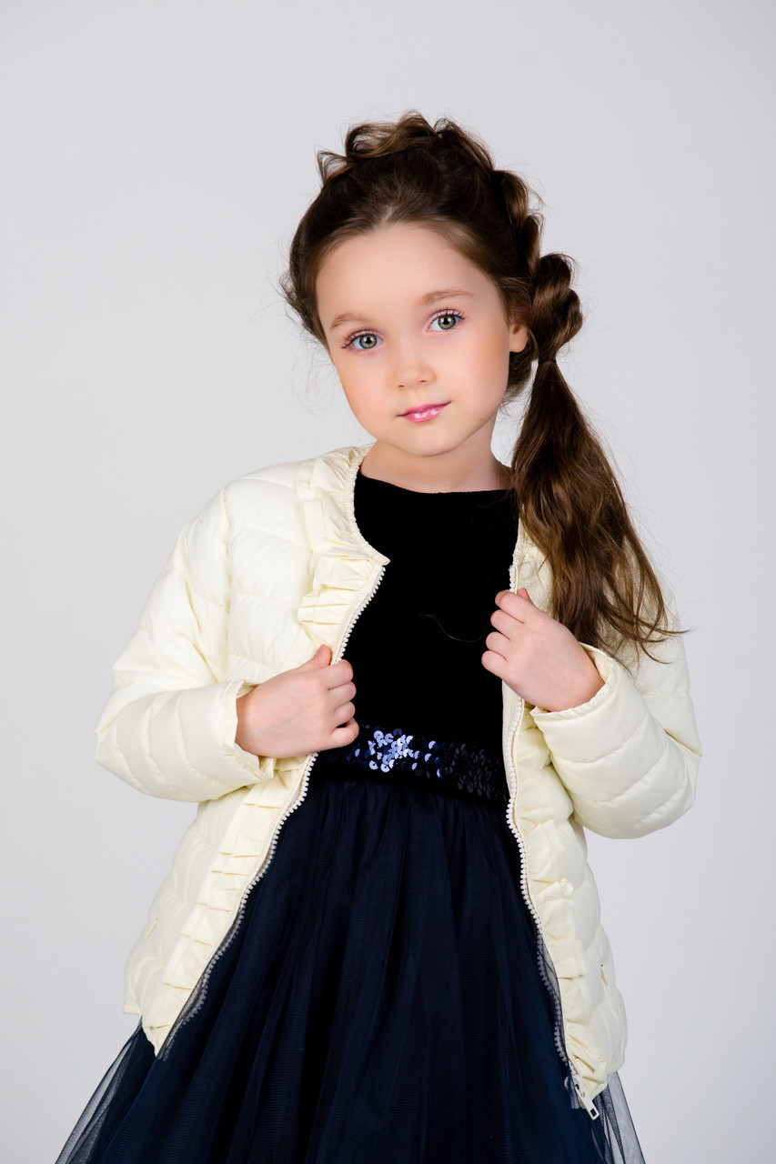 Стильна дитяча куртка для дівчинки MONE Україна 1474 Молочний  ⁇  Верхній одяг для дівчаток.Топ!