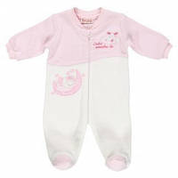 Теплый Человечек для новорожденной девочки на молнии 56 см BRUMS Италия 153BBMN001 розовый с белым 92