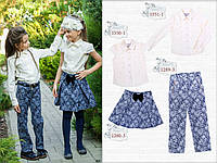 Нарядная школьная блузка для девочки MONE Украина 1551-1 Молочный ӏ Школьная форма для девочек 146, Молочный