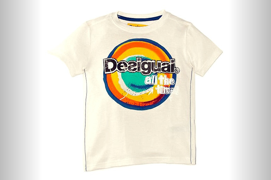 Стильна дитяча футболка для хлопчика з написом Desigual Іспанія 40T3645 білий