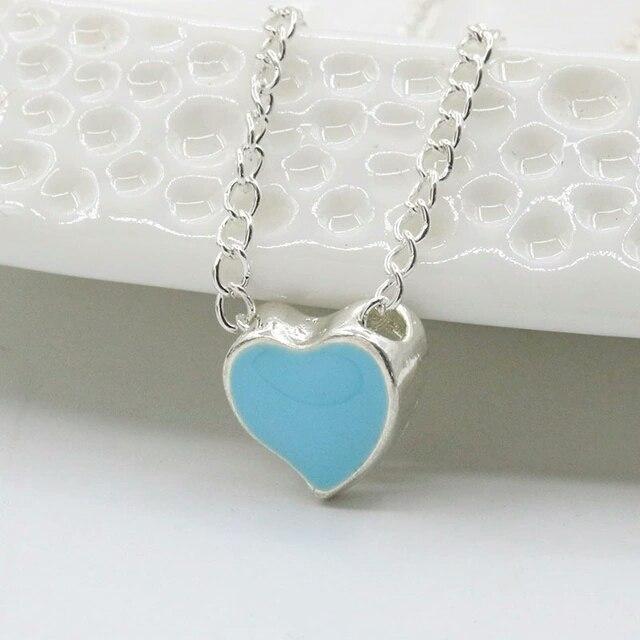 Прикраса на шию "Сердечко блакитне" під срібло, фото 1