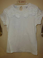 Легкая детская футболка для девочки украшенна розочками 0-2 Melby Италия 72531426 Белый