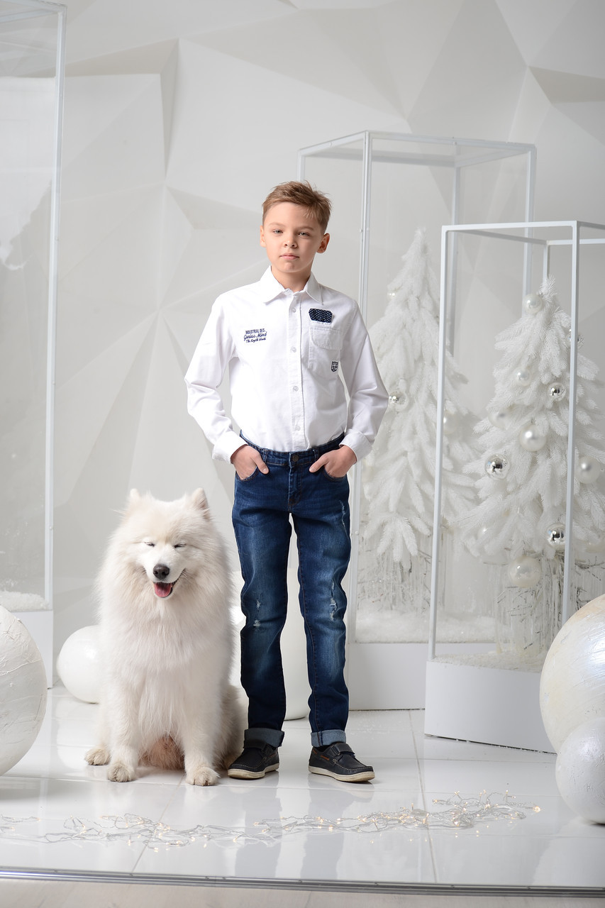 Ошатна дитяча сорочка для хлопчика Krytik Італія 74426/KR/00A Білий 152 см  ⁇  Шкільна форма для хлопчиків