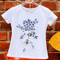 Стильна футболка для дівчинки з малюнком квітів Artigli Італія A04547 Білий