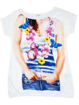 Стильна дитяча футболка для дівчинки з малюнком Byblos Італія BJ3570 Білий 170.Топ!