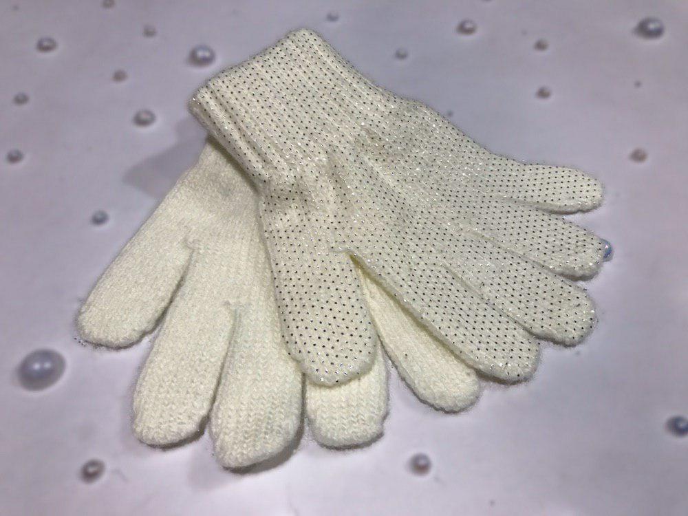 Теплі дитячі рукавички для дівчинки Margot Польща Dropodi Біла весняна осінка демісезонна