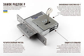 RADLOCK P 204 — малий замок PAДЛОК з лицьовою планкою під ГАРДІАН у кожусі