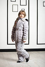 Подовжена тепла дитяча куртка для дівчинки пуховик Pezzo D'oro Італія S06 K61005 Сірий 116