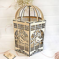 Декоративна клітка свічника "Пташки" 40 см (світле дерево)