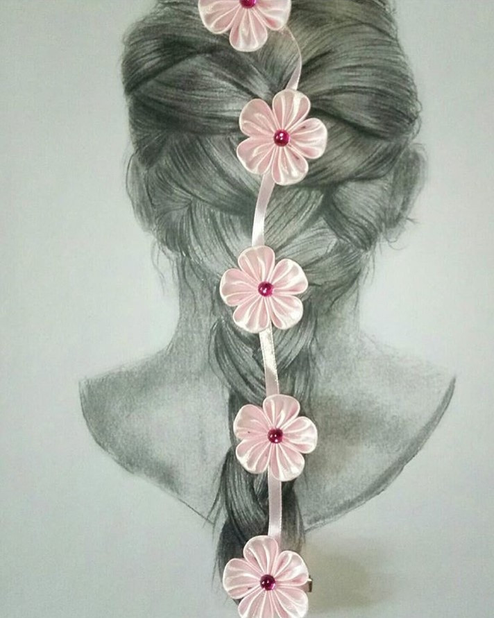 Дитяча шпилька для волосся для дівчинки Стрічка для вплетення в косу з квіточками шпилька для волосся ручний