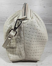 623 Натуральна шкіра, Об'ємна сумка клатч pouch. Сумка жіноча бежева молочна — шкіряна сумка пельмінь екрю, фото 6