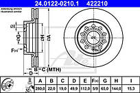 Гальмівний диск VW GOLF V; SEAT Altea; SKODA Ocavia; AUDI A3 2003- ATE OE 1K0615301AC