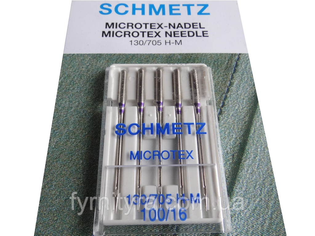 Набір голок microtex No100 для побутових швейних машин "SCHMETZ" 5 голок