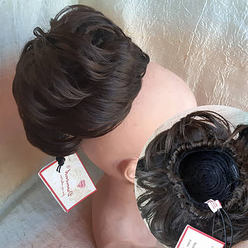 Шиньйон-бабетта на гульку короткий на гребінцях шоколадний KELI-6