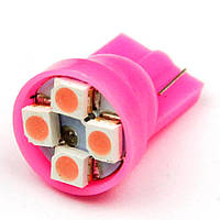 T10 4-SMD LED W5W лампочка автомобільна - рожевий, фото 1