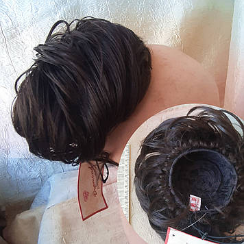 Шиньйон-бабетта на гульку короткий на гребінцях шоколадно-каштановий KELI-2/33