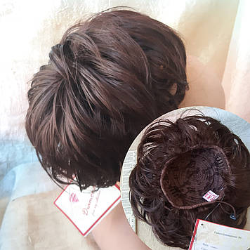 Шиньйон-бабетта на гульку короткий на гребінцях каштановий KELI-33