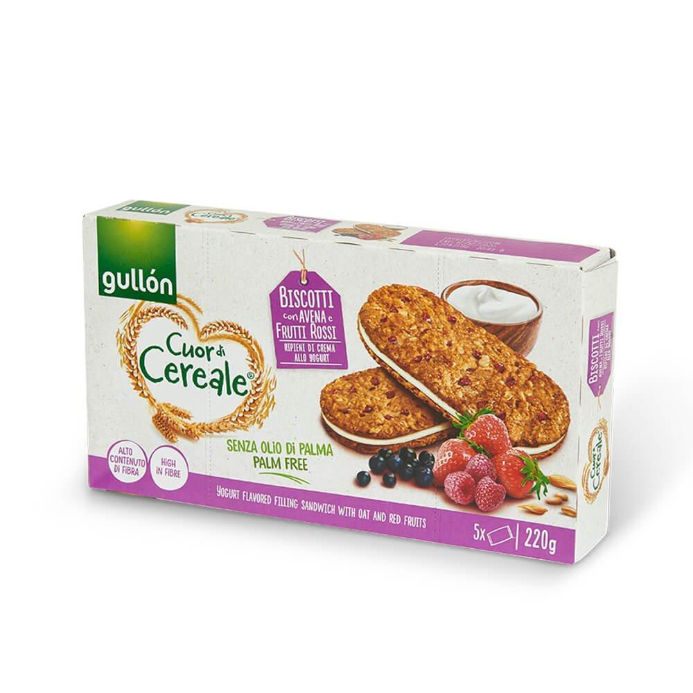 Печиво GULLON Cuor de Cereale Yogurt з ніжним ягідним йогуртом, 220 г, 8шт/ящ