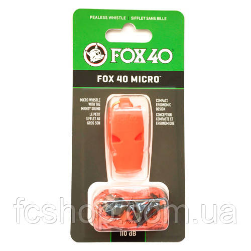Свисток FOX 40 Original Whistle Micro Safety 9513-0308, Жовтогарячий, Розмір (EU) — 1SIZE