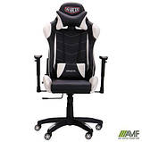 Комп'ютерне крісло AMF VR Racer Blade ергономічне сидіння з чорно-біла кожзам для геймерів, фото 2