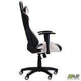 Комп'ютерне крісло AMF VR Racer Blade ергономічне сидіння з чорно-біла кожзам для геймерів, фото 3