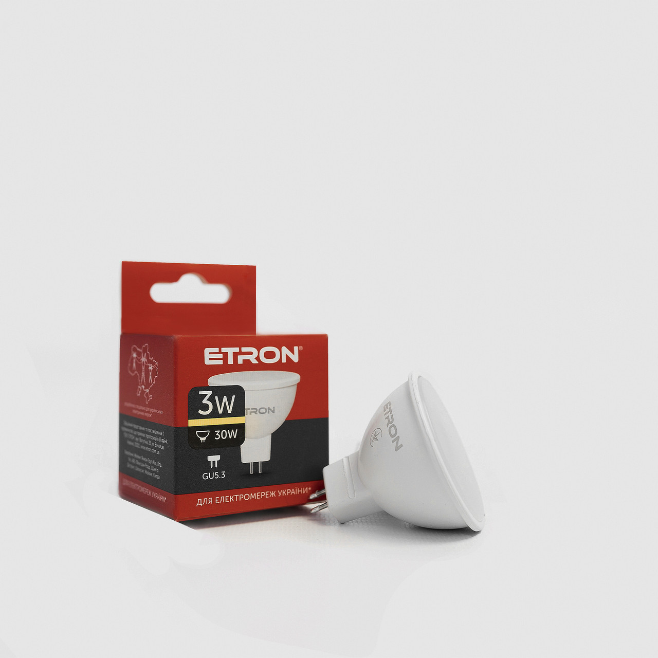Світлодіодна LED лампа ETRON 3W MR16 3000K 220V GU5.3 тепле світло