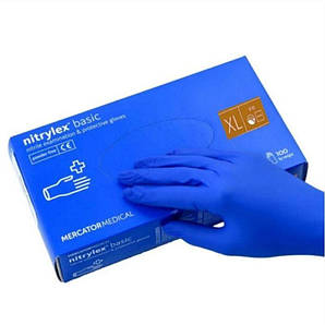 Рукавички Nitrylex XL одноразові нітрилові сині 100 шт.
