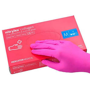 Рукавички Nitrylex M одноразові нітрилові яскраво-рожеві 100 шт.