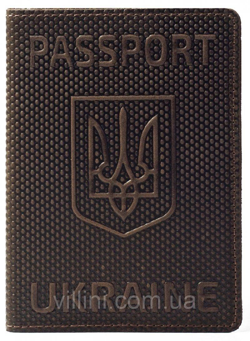 Шкіряна обкладинка Для На Паспорта для на Документи Жіноча Чоловіча Villini 016 коричневий crazy horse