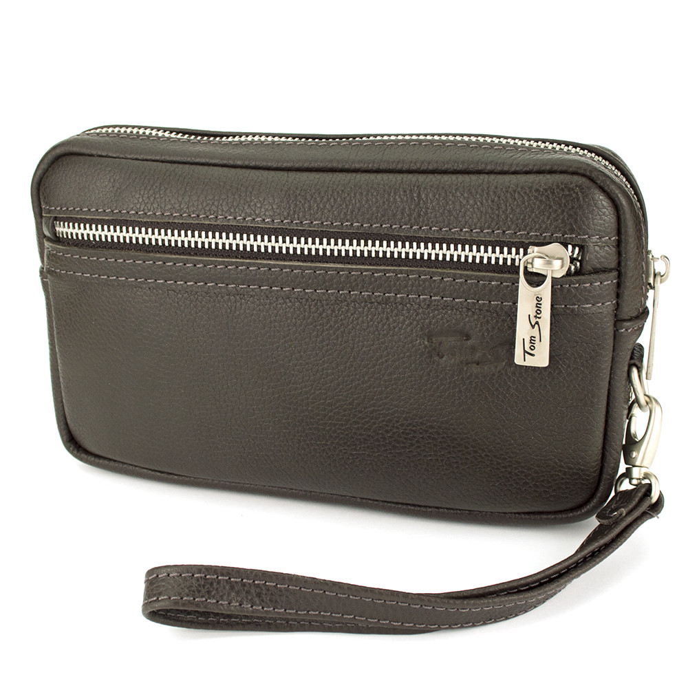 Клатч чоловічий шкіряний (барсетка) Tom Stone B11 коричневий, фото 1