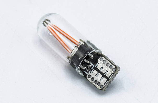 Габарит LED T10 #16 - 2COB Type-A в колбі 12V / колір Червоний, фото 2