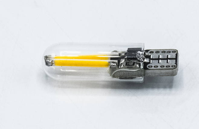 Габарит LED T10 #17 - 2COB Type-A в колбі 12V / колір Жовтий, фото 1