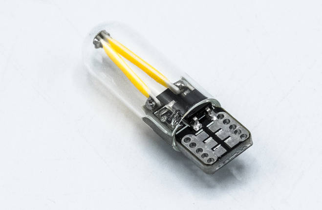 Габарит LED T10 #17 - 2COB Type-A в колбі 12V / колір Жовтий, фото 2
