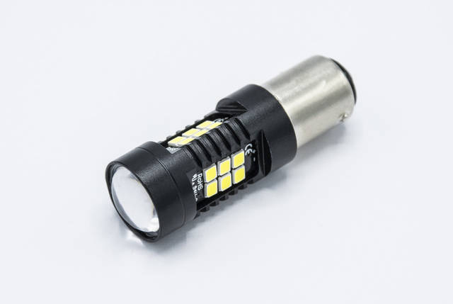 Габарит LED P21W/5W/1157 #77 - 21LED лінза (3 side x 16led) / 1w/4w / Білий, фото 1