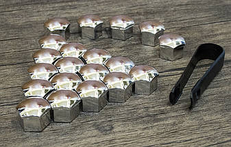 Ковпачки (накладки) на колісні болти 17мм хром (20шт + знімач), фото 4