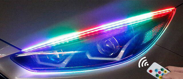 DRL з функцією БІЖИТЬ повороту "RUNNING WATER" ( RGB + Yellow/к-кт 2x60cm), фото 1