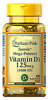 Vitamin D3 Puritans Pride 125 мкг (5000 IU сильна концентрація) 100 капс США