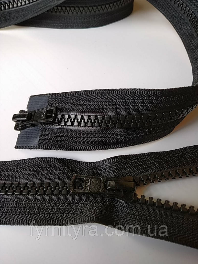 Блискавка трактор YKK 120 cm чорна DA 2 пагунка чорна роз'ємна