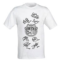 Женская футболка с принтом группы BTS (автографы) Push IT