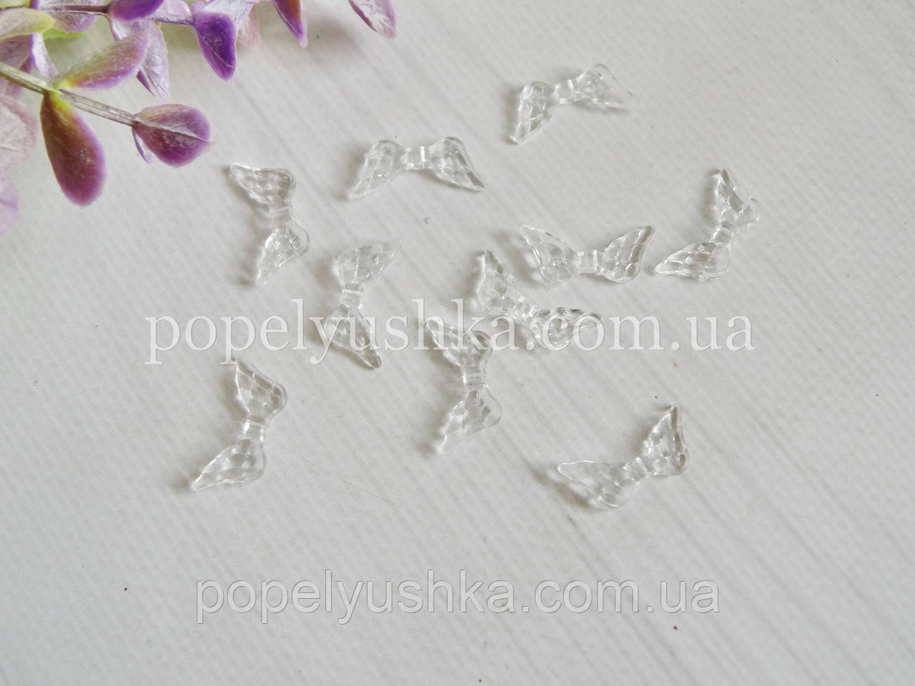 Намистини бантик прозорий 9.5х3.5 мм (10 шт), фото 1