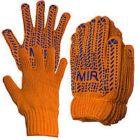 Перчатки рабочие Х/Б MIR повышенной прочности, оранжевые
