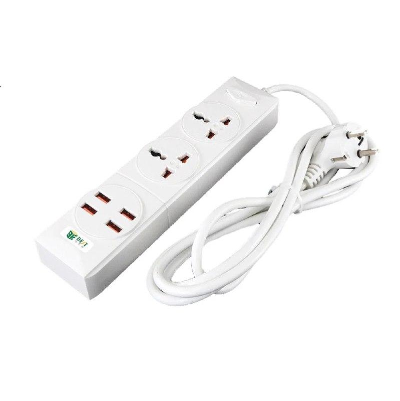 Подовжувач Remax BKL-08 2 Socket / 4 USB / Кабель 200см Білий