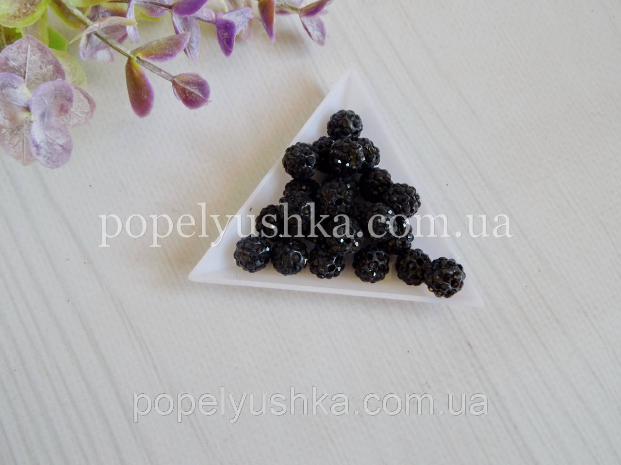 Намистини шамбала чорні 10 мм, фото 1