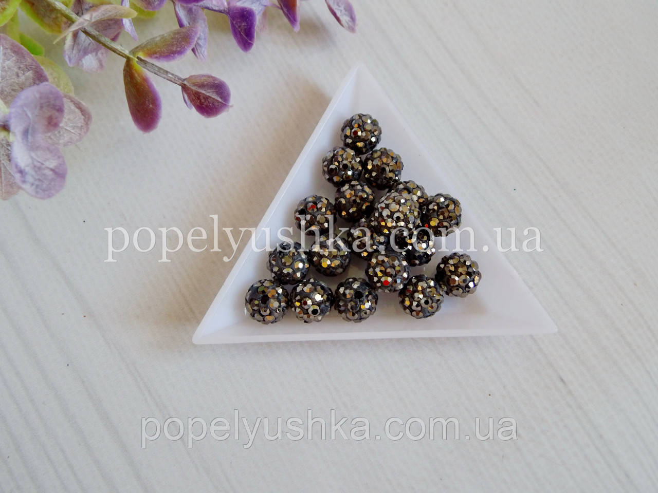 Намистини шамбала графіт 10 мм, фото 1