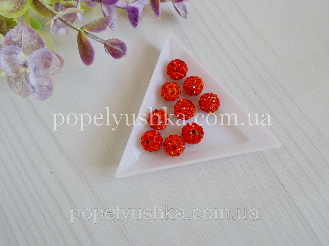 Намистини шамбала червоні 10 мм, фото 1