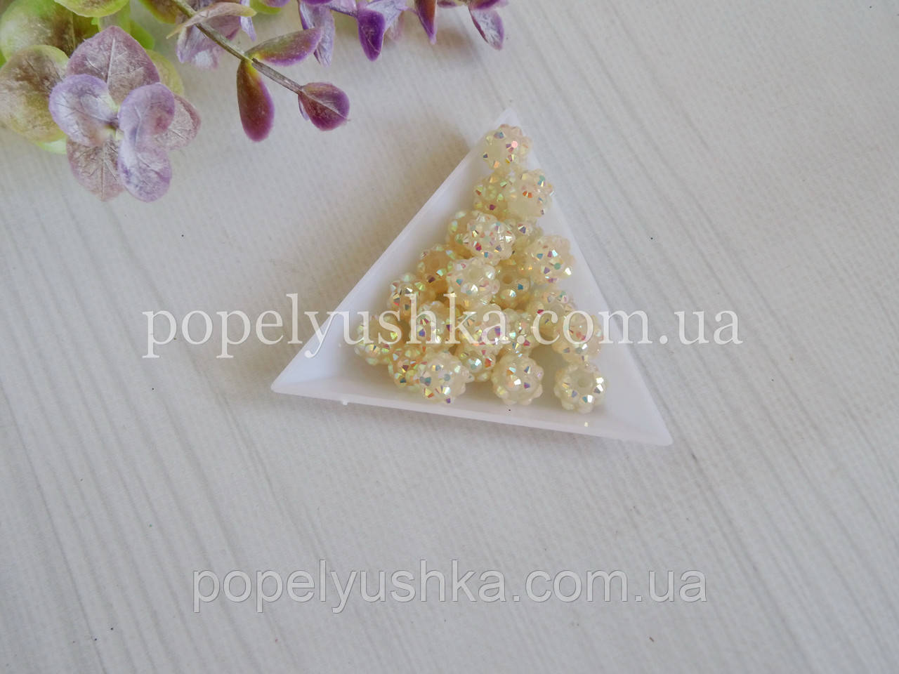 Намистини шамбала блідо-лимонний-хамелеон 10 мм, фото 1